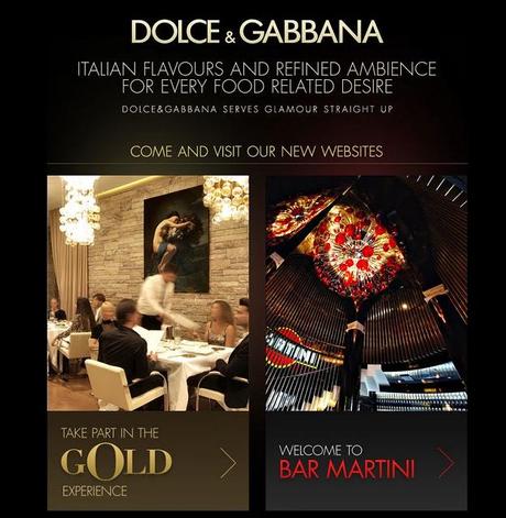 Dolce & Gabbana presenta: Gold Restaurant and Bar Martini new websites