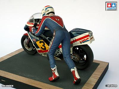 Diorama - Freddie Spencer & Honda NS 500 1983 by Sennake (Tamiya)