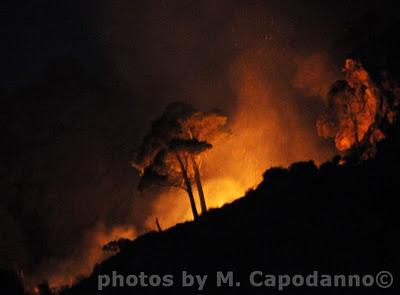 SS 163 : DOPO LA CADUTA MASSI ORA L' INCENDIO