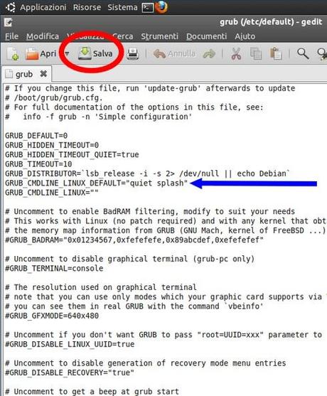 gedit /etc/default/grub