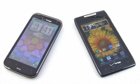 Motorola Droid RAZR Vs HTC Rezound Vs Iphone 4S Vs Galaxy S2