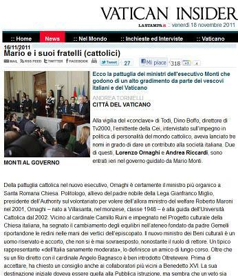 Mario Monti: niente di nuovo sotto il sole Vaticano Mario Monti: niente di nuovo sotto il sole Vaticano