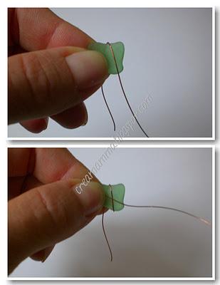 Bracciale con vetrini del mare e filo di rame