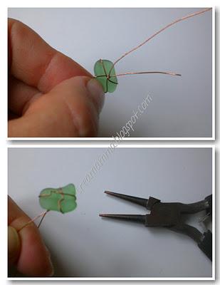 Bracciale con vetrini del mare e filo di rame