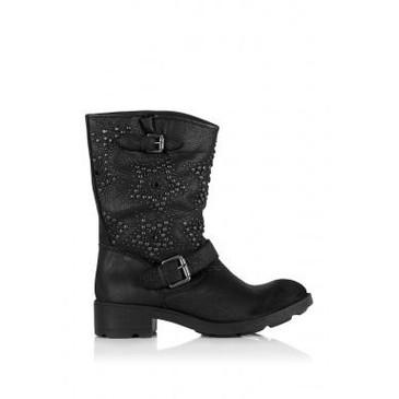 ASH SUGAR GUNMETAL STUDDED MOTORCYCLE BOOT