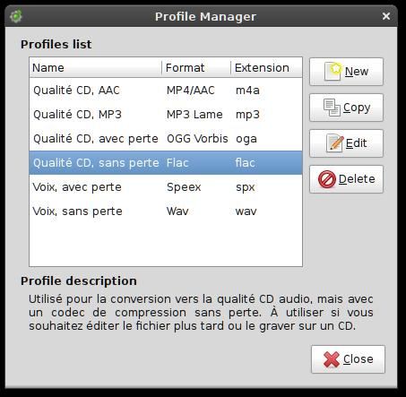 Gnac applicazione  che ci permette di convertire file audio in diversi formati, tra cui MP3, Ogg Theora, FLAC, WAV ed altri.