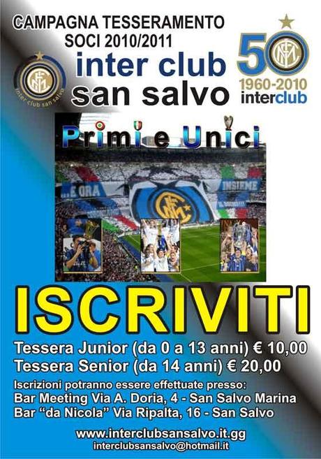 E’ iniziata la campagna tesseramento 2010/2011 dell’Inter Club San Salvo