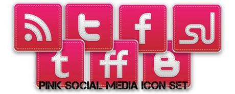 12 icone Social Network di colore rosa