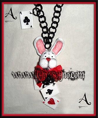 COLLANA BIAN CONIGLIO - NECKLACE WHITE RABBIT IN WONDERLAND OOAK