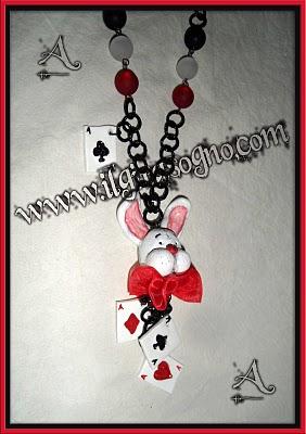 COLLANA BIAN CONIGLIO - NECKLACE WHITE RABBIT IN WONDERLAND OOAK