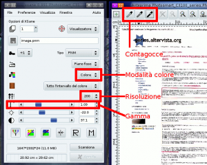 Impostazioni: Impostiamo i parametri per la scansione.