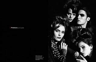 PREDATEURS...  Baptiste Giabiconi, Freja Beha Erichsen, Heidi Mount, Abbey Lee Kershaw for Numéro Homme by Karl Lagerfeld