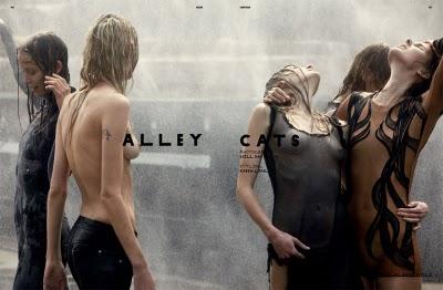 ALLEY CATS... Lauren Brown, Ali Carr, Lisanne De Jong, Lia Serge and Emily Wake for Dazed & Confused September 2010 by Will Davidson