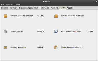 Uextras  tool made in Italy con grafica ridimensionata  per gestire il nostro Ubuntu con molta semplicità.