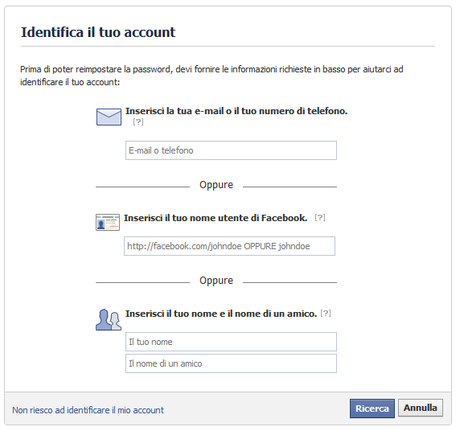 Recuperare la Password rubata di Facebook