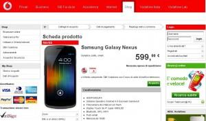 Galaxy Nexus inserito e poi tolto dallo shop di Vodafone!