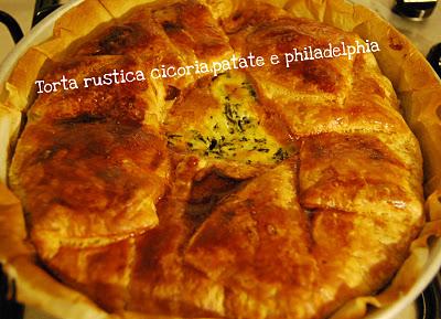 Torta rustica con cicoria, patate e philadelphia