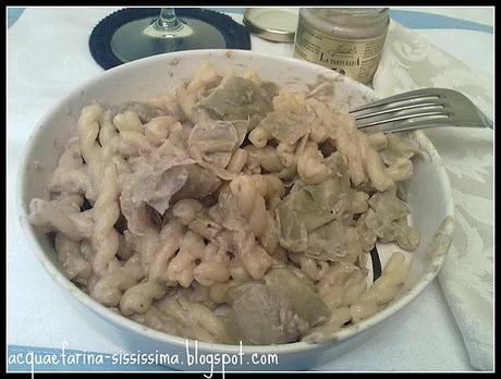 ...riccioli con carciofi e salsa tartufata e...il corso di Laura Manca....