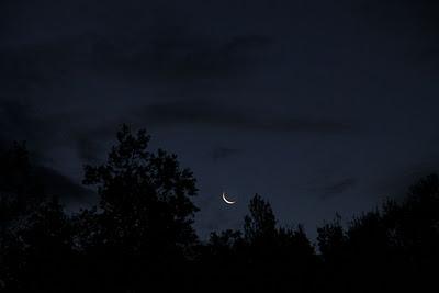 una sottile lama di luna all'alba