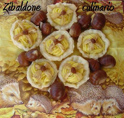 Tartellette con crema al parmigiano e castagne