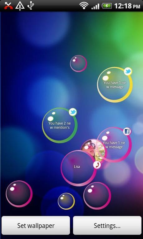 Live Wallpaper Android :Notification Bubbles le chiamate e i messaggi persi nella bolla!