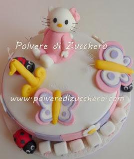 Torta Hello Kitty con farfalle e coccinelle