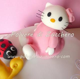 Torta Hello Kitty con farfalle e coccinelle