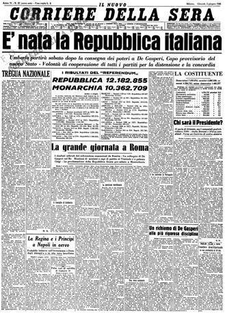 Le prime pagine storiche de ‘Il Corriere della Sera’