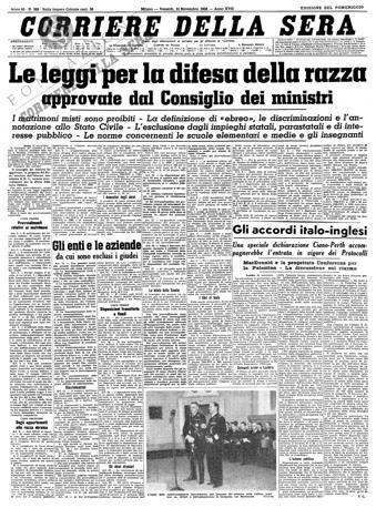 Le prime pagine storiche de ‘Il Corriere della Sera’