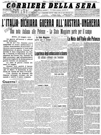 Le prime pagine storiche de ‘Il Corriere della Sera’