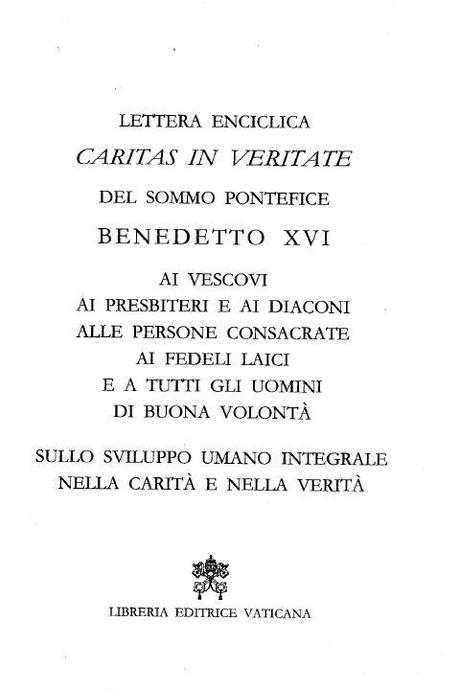 SS Benedictus XVI Caritas in Veritate  2009 IT  p 000 Crisi epocale, crisi economica: Maledizione o Benedizione?