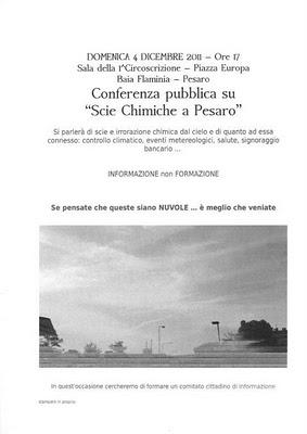 4/6 dicembre 2011 - Mola di Bari, Pesaro, Genova; tre conferenze su scie chimiche (e non solo)