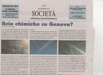 4/6 dicembre 2011 - Mola di Bari, Pesaro, Genova; tre conferenze su scie chimiche (e non solo)