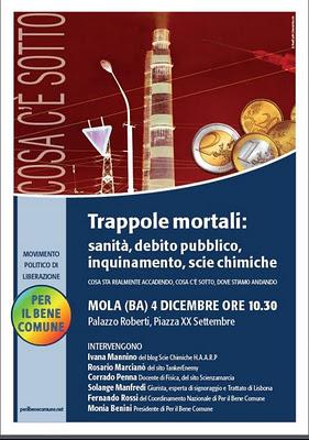 4/6 dicembre 2011 - Mola di Bari, Pesaro, Genova; tre conferenze su scie chimiche (e non solo)