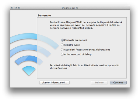 Opzioni diagnosi wifi