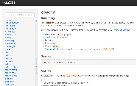 InstaCSS: reference dettagliato delle proprietà CSS