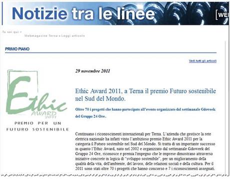 Ethic Award 2011, a Terna, Flavio Cattaneo il premio Futuro sostenibile nel Sud del Mondo