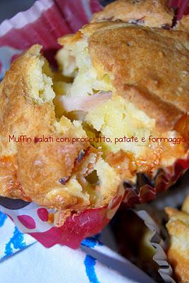 Muffin salati prosciutto, patate e formaggio