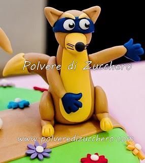 Torta di Dora l'esploratrice con Boots la scimmietta e Swiper la volpe