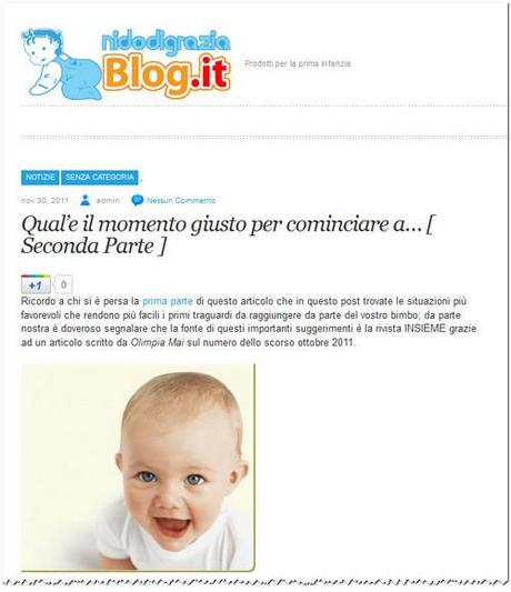 Blog Prima Infanzia: Nido di Grazia aperto un blog che affiancherà il sito di e-commerce