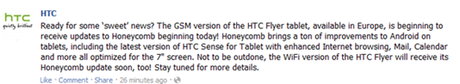 Aggiornamento HTC Flyer Android 3.2.1 Honeycomb : Download