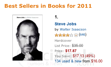 Best-seller del 2011 su Amazon? Ovviamente la Biografia di Steve Jobs..