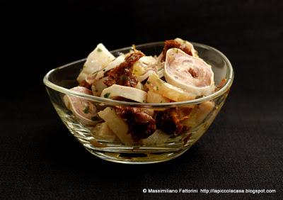 l'aperitivo e il quinto quarto: insalata di trippe con pomodoro secchi, confettura di cipolle rosse e prezzemolo