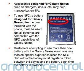 Il Chip NFC del Galaxy Nexus è nella batteria, attenzione a quelle non originali