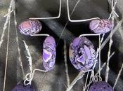 Orecchini viola mosaico turchese pietra lavica
