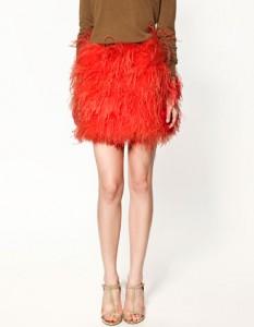 ZARA feather skirt orange 99 95