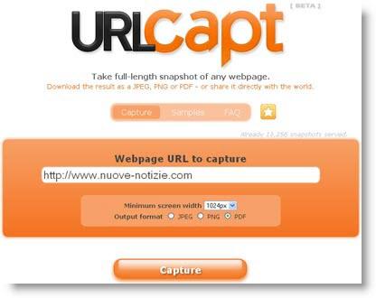 urlcapt UrlCapt: scaricare pagine web in formato Immagine o Pdf