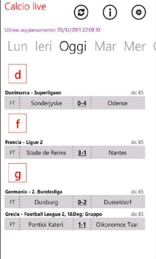 Calcio Live per Windows Phone