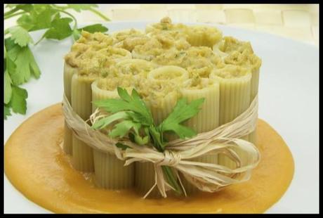 Rigatoni al tonno su vellutata di zucca