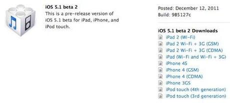 Apple rilascia la seconda beta di iOS 5.1 con diverse novità